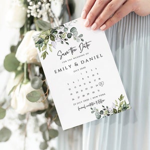 Save the Date Calendar Template Wedding Save the Date Cards, Instant Download, 100% Editable, Templett, FPE