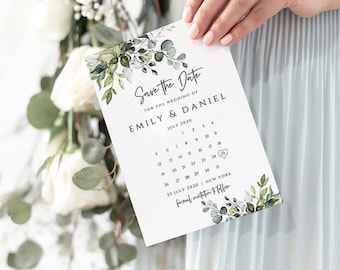 Save the Date Calendar Template Wedding Save the Date Cards, Instant Download, 100% Editable, Templett, FPE