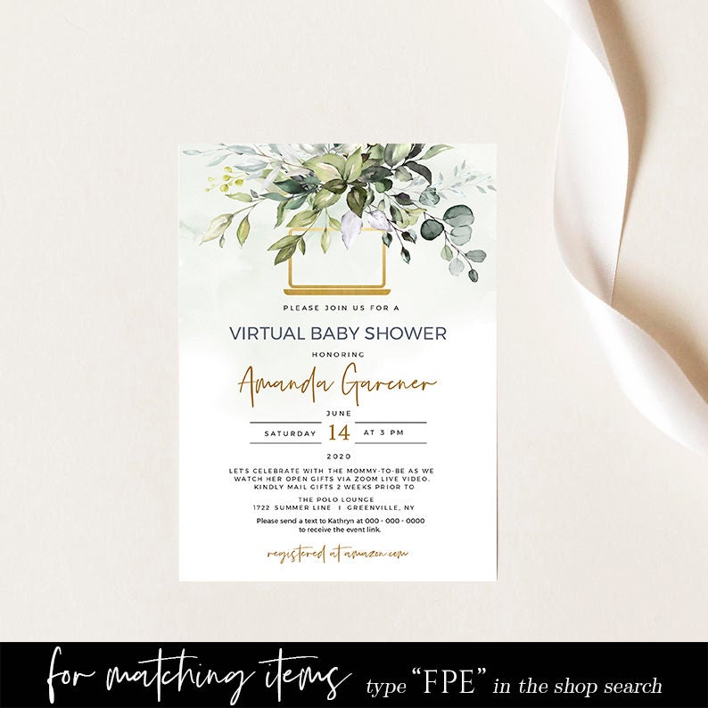 Virtual Bridal Shower Invitation Greenery Social Distance Bridal Shower Invite, Instant Download, 100% Editable Template, Templett, FPE image 7