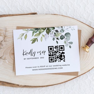 Response Card RSVP Online, Greenery Wedding Replay Card, Editable, Instant Download, FPE