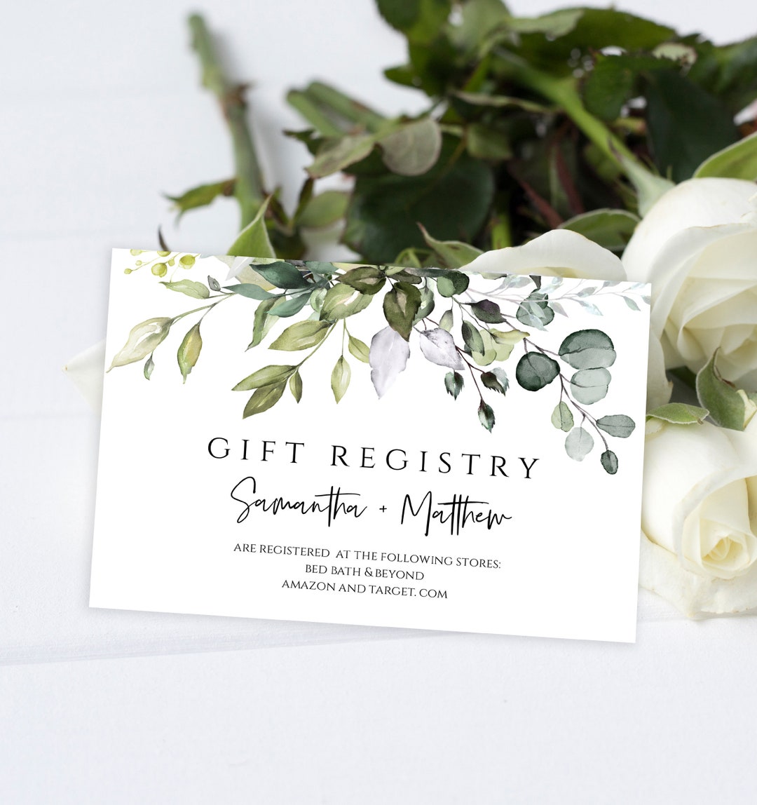 Registry Card Template, Bridal Shower Registry Insert, Wedding Registry ...