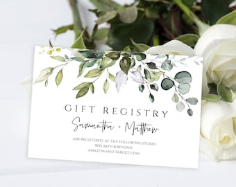 Registry Card Template, Bridal Shower Registry Insert, Wedding Registry, Fully Editable, Printable Enclosure Card, INSTANT DOWNLOAD, FPE