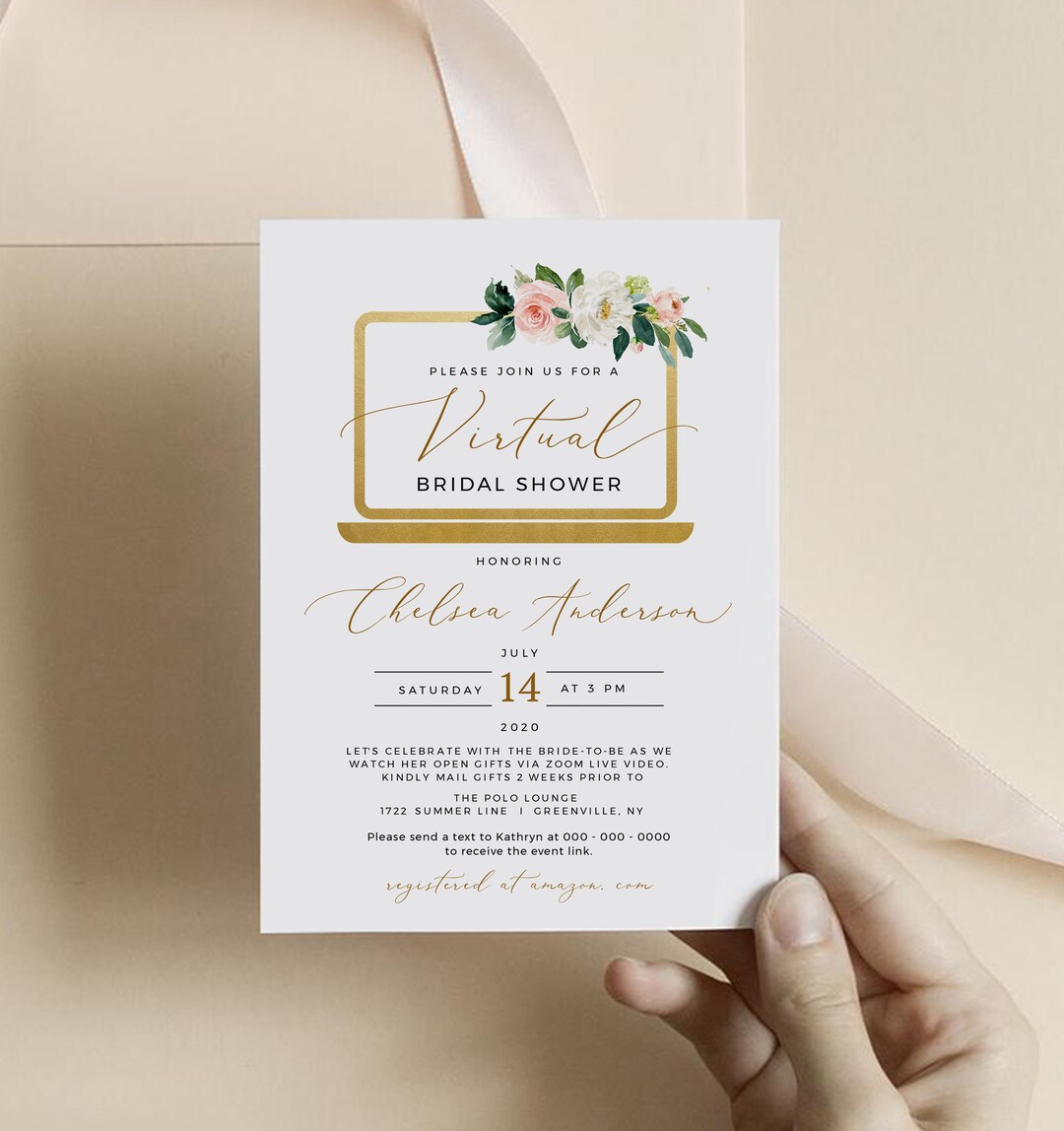 Virtual Bridal Shower Invitation Template Long Distance Bridal Shower
