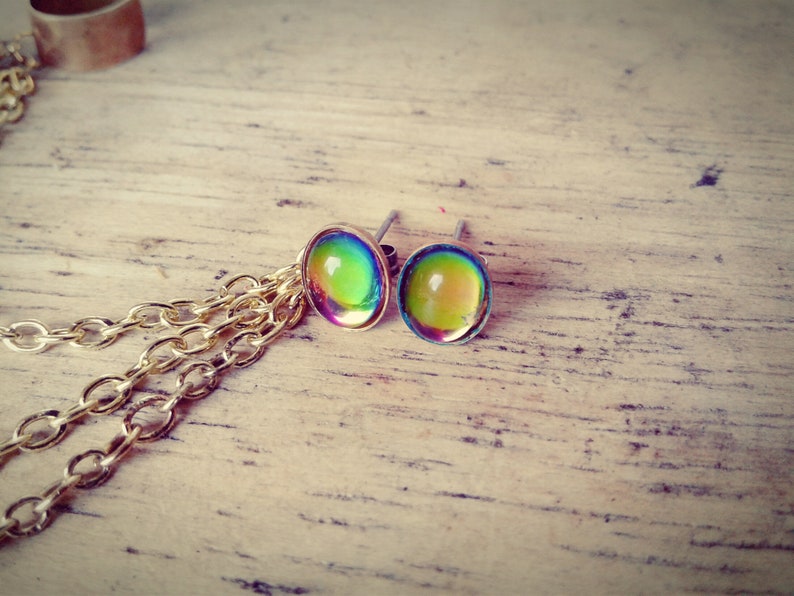 Boho Rainbow Dream Catcher Ear Cuff Earrings Set Dreamcatcher Ear Cuff Bohemian Earrings Rainbow Gem Earrings Draping Chain Ear Cuff