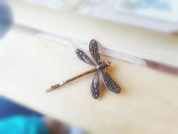 Antique Brass Dragonfly Bobby Pin Dragonfly Hair Clip Woodland Etsy