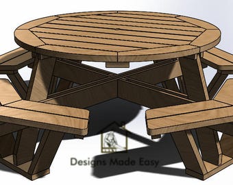 OCTAGON Picnic Table | EASY Woodworking Design Plans| FREE Board Cut Diagram 07