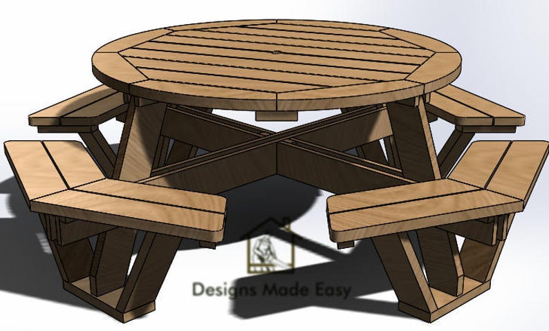 OCTAGON Picnic Table EASY Woodworking Design Plans FREE Board Cut Diagram 07 image 1