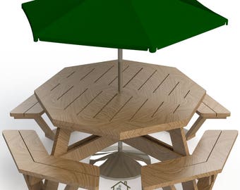 OCTAGON Picnic Table | EASY Woodworking Design Plans| FREE Board Cut Diagram 10