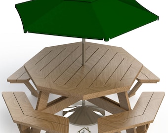 OCTAGON Picnic Table | EASY Woodworking Design Plans| FREE Board Cut Diagram 06