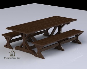 Farmhouse Table | EASY Woodworking Design Plans 01 | FREE Board Cut Diagram