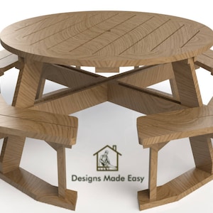 OCTAGON Picnic Table | EASY Woodworking Design Plans| FREE Board Cut Diagram 08