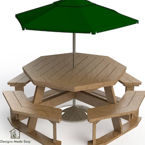 OCTAGON Picnic Table | EASY Woodworking Design Plans| FREE Board Cut Diagram 04