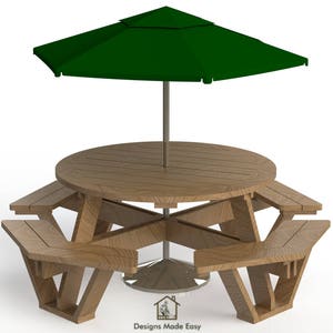 OCTAGON Picnic Table EASY Woodworking Design Plans FREE Board Cut Diagram 07 image 2