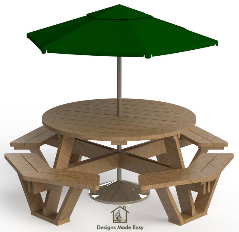 OCTAGON Picnic Table EASY Woodworking Design Plans FREE Board Cut Diagram 07 image 2