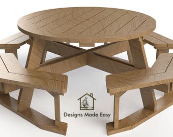 OCTAGON Picnic Table | EASY Woodworking Design Plans| FREE Board Cut Diagram 08