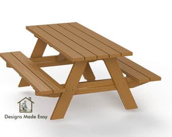 DIY Traditional Picnic Table - Bench Woodworking Design Plans - Instructions