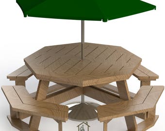 OCTAGON Picnic Table | EASY Woodworking Design Plans| FREE Board Cut Diagram 09