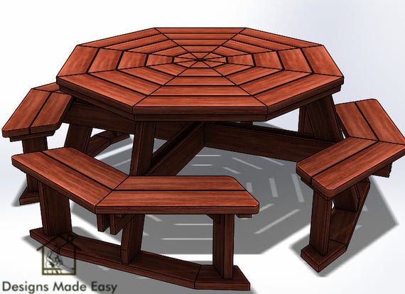 Octagon Picnic Table Easy Woodworking Design Plans Free Etsy