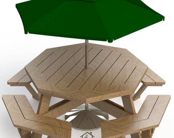 OCTAGON Picknicktisch | EASY Holzbearbeitung Design Pläne | GRATIS Brettschnitt-Diagramm 06