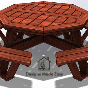 OCTAGON Picnic Table | EASY Woodworking Design Plans| FREE Board Cut Diagram 10