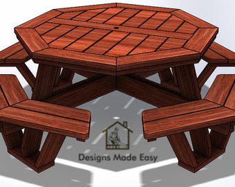 OCTAGON Picknicktisch | EASY Holzbearbeitung Design Pläne | GRATIS Brettschnitt-Diagramm 10