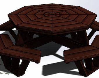 OCTAGON Picnic Table | EASY Woodworking Design Plans| FREE Board Cut Diagram 05