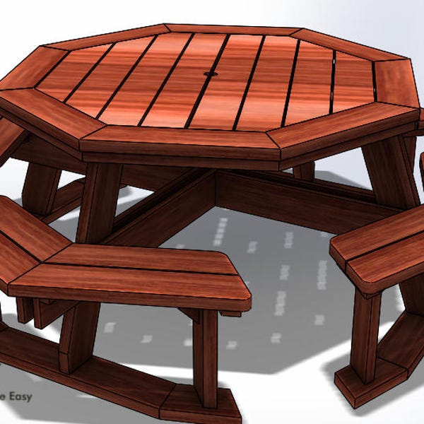 OCTAGON Picnic Table | EASY Woodworking Design Plans| FREE Board Cut Diagram 04