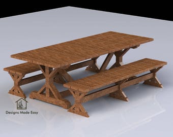DIY Designer Picnic Table - Bench Woodworking Design Plans - Instructions