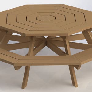 OCTAGON Picnic Table | EASY Woodworking Design Plans | FREE Board Cut Diagram 01
