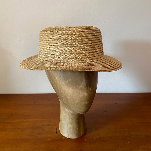 Vintage straw boater hat 1970s