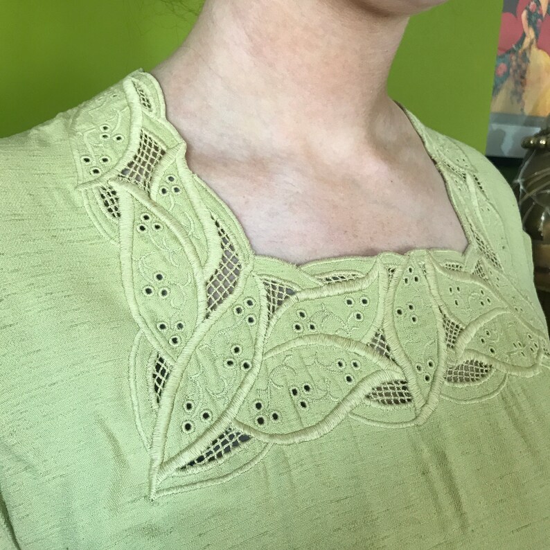 1940s 1950s Pistachio Green Linen Summer Dress BEAUTIFUL | Etsy UK