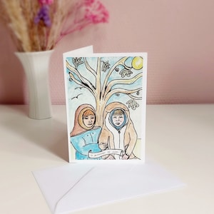 Carte double A6 "Je pense à toi" (enveloppe incluse)