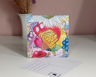 Postkarte Gelbe Rose 15 x 15 cm