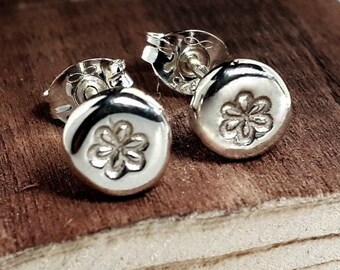 Round Stud Earrings Handmade Recycled Silver Stud Earrings Silver Stud Earrings Silver Nugget Earrings Handmade Silver Pebble Earrings