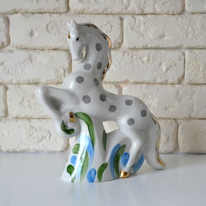 Vintage USSR Porcelain Horse Figurine: White Horse Decor