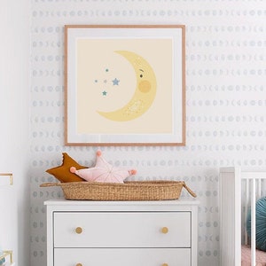 Moon and Stars Nursery Print, Nursery Print, Celestial Art, Star ...