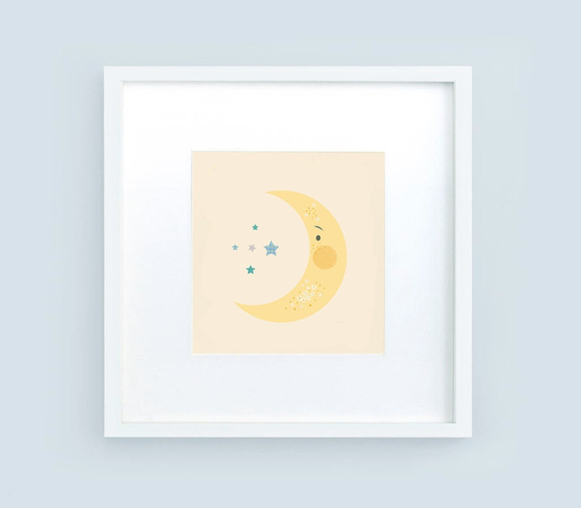 Moon and Stars Nursery Print, Nursery Print, Celestial Art, Star ...