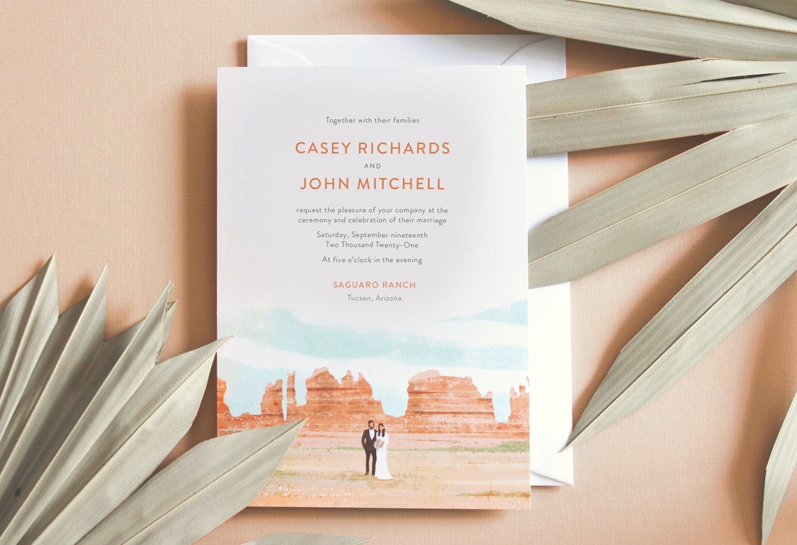 Desert Wedding Invitationscustom Illustrated Wedding Etsy