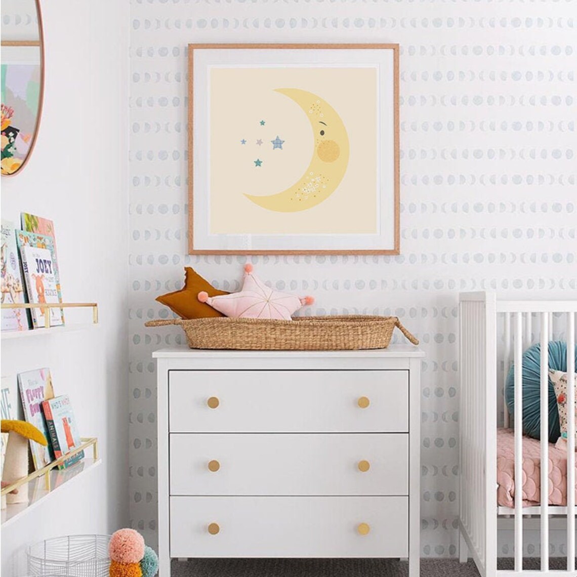 Moon and Stars Nursery Print, Nursery Print, Celestial Art, Star ...