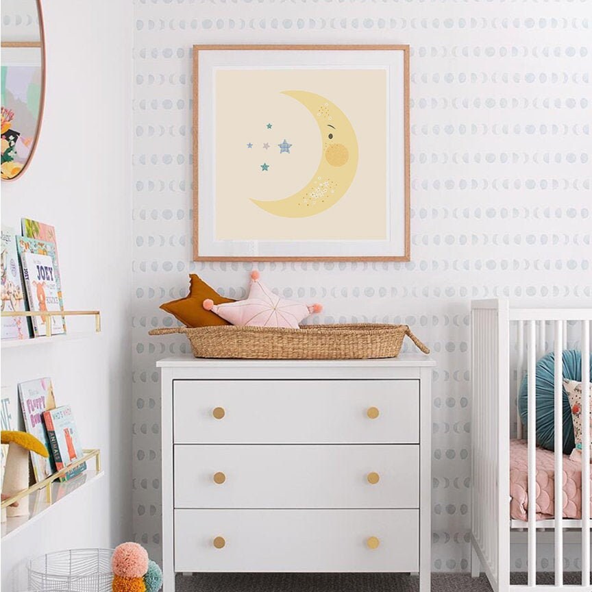 Moon and Stars Nursery Print Nursery Print Celestial Art Etsy