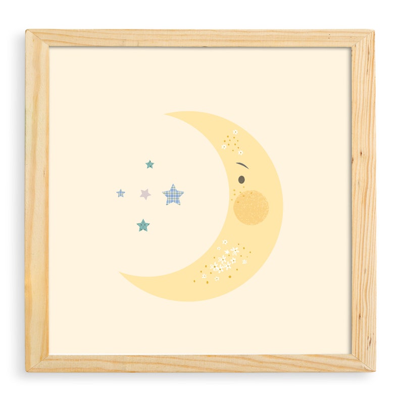 Moon and Stars Nursery Print, Nursery Print, Celestial Art, Star ...