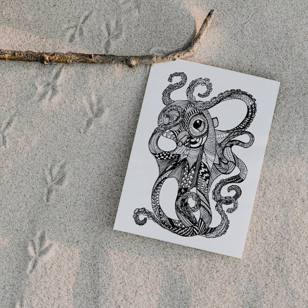 Postkarte Oktopus Meer Ozean Krake