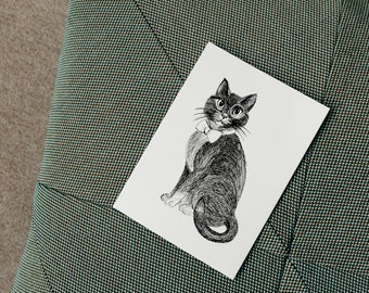 Postcard monocle cat cat Gentleman Catsby