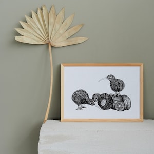 Art print poster Kiwi New Zealand