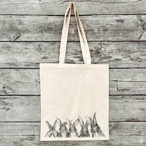 Hand-printed jute bag gym bag rabbit Easter