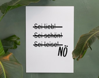 Póster impreso de arte Bellas Artes Nope Feminismo Derechos de las mujeres