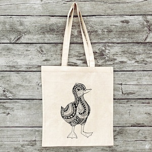 Hand-printed jute bag gym bag duck