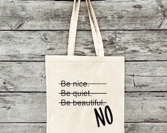 Bolsa de yute estampada a mano para gimnasio No Feminism