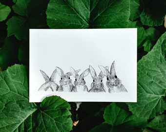 Postcard Hasis Easter Bunnies