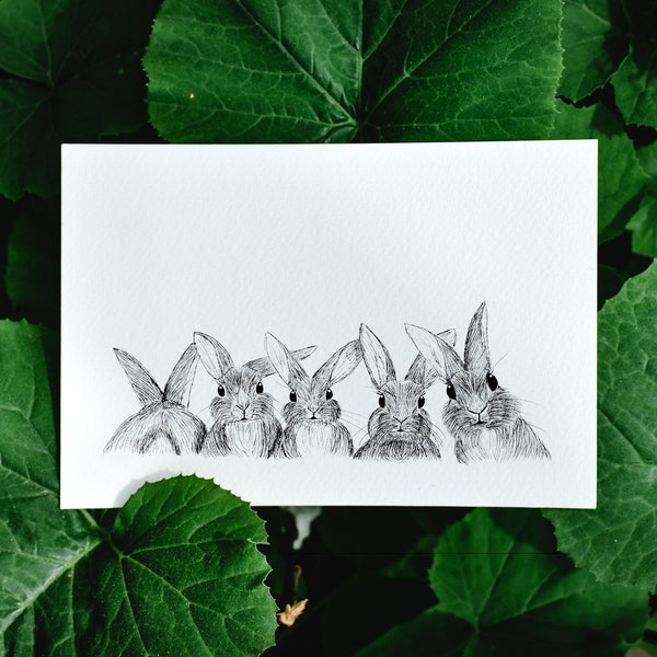 Postcard Hasis Easter Bunnies